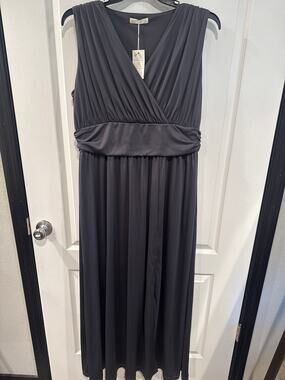 KOH KOH 2X Black Formal Maxi Dress V Neck Empire Waist NWT